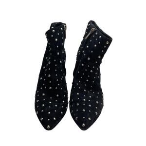 Sam Edelman Roya Black Suede Silver Studded Boots 8
